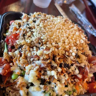a close up of a dish of food