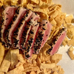 Seared Ahi Tuna Plate (Customer Favorite) Box #3 from second order - only 7 slices compared to 14 last time (minus seaweed &amp; green onions).