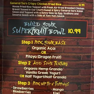 Menu - super fruit bowls