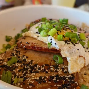 a close up of a bowl of food