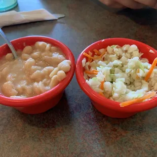 Coleslaw and beans