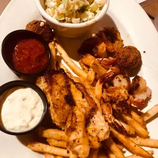 U pick 2 grilled cod and shrimp!