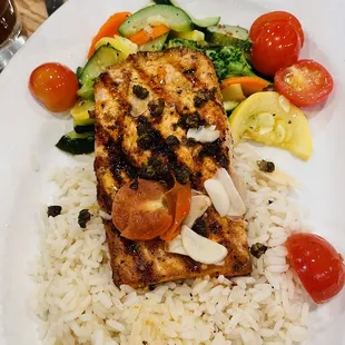 Garlic caper grilled salmon