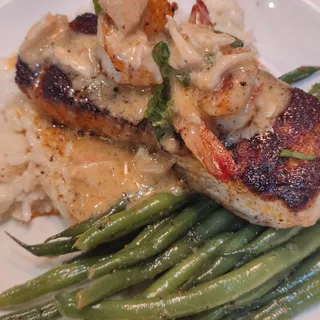 Blackened Texas Redfish, Gulf Shrimp and Crab Meat Butter