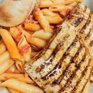 Grilled Wild Mahi Pasta with Rose' Sauce