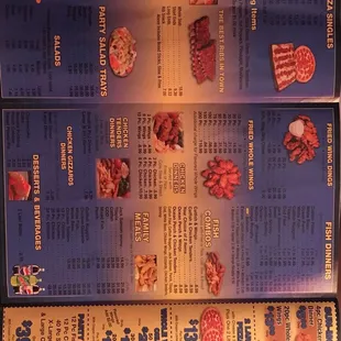 the menu of the restaurant