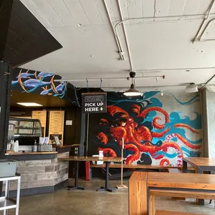 an octopus mural on the wall