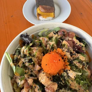 Super Musubi and Medium Poke Bowl