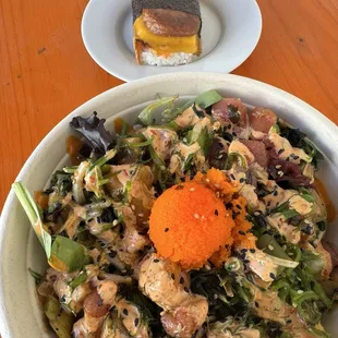 Super Musubi and Medium Poke Bowl