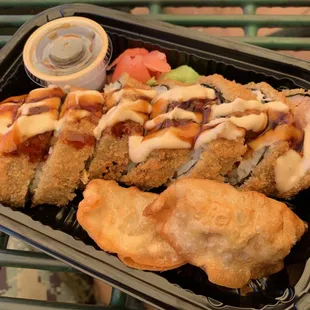 a tray of food on a table