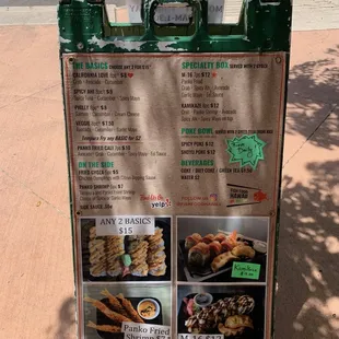 a menu for a fish and chips restaurant