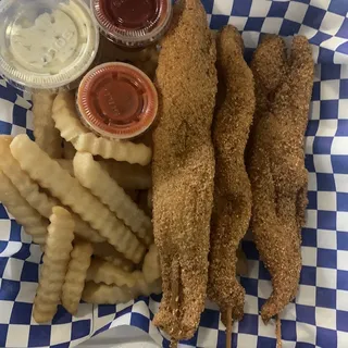 3 Fish on a Stick and Fries