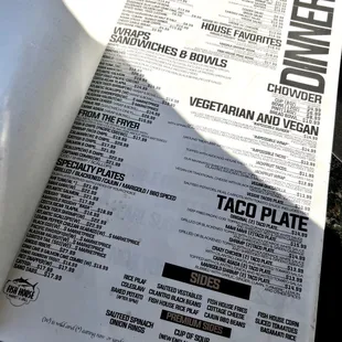 Menu... one page of it.
