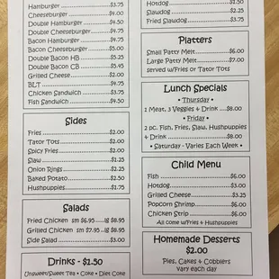 Fish Hut Menu