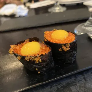 Tobiko Quail Egg Pair of Quail Eggs with Your Sushi  One of my all time favorites
