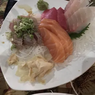 Assorted sashimi.