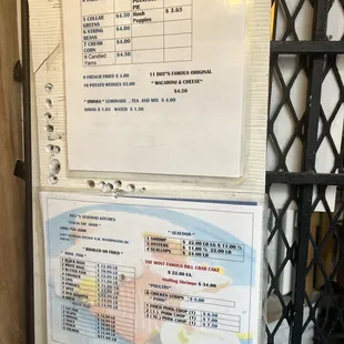 a menu for the restaurant