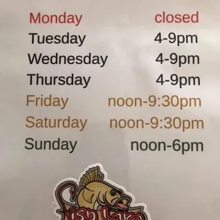 Restaurant Hours