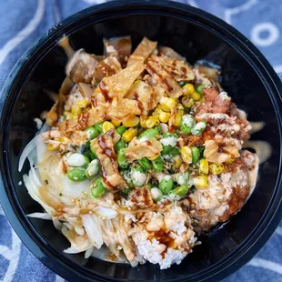 a close up of a bowl of food