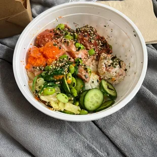 a bowl of food on a table