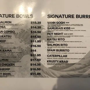 Bowls + Burritos Menu (Oct 2021)
