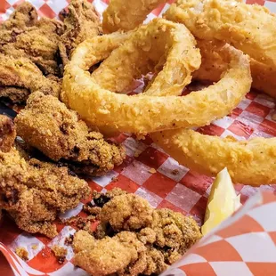 fried fish and onion rings
