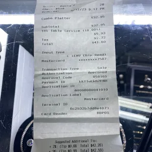 Receipt where you can see the 18% charge to me and I ordered one thing