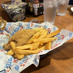 Fried cod with fries and coleslaw !