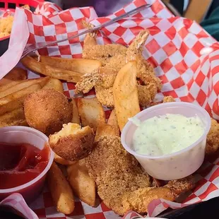 a basket of fish and chips