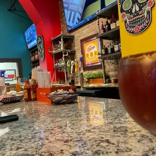 Bar area, love the decor and colors.