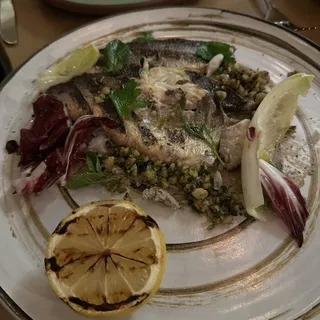 Grilled Whole Branzino Plate