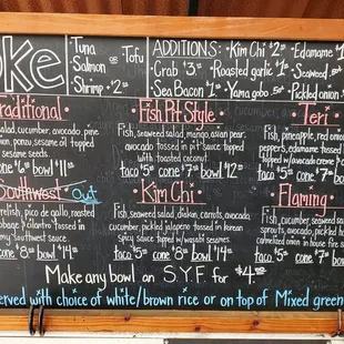 a menu on a blackboard