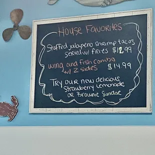 a menu on a chalkboard