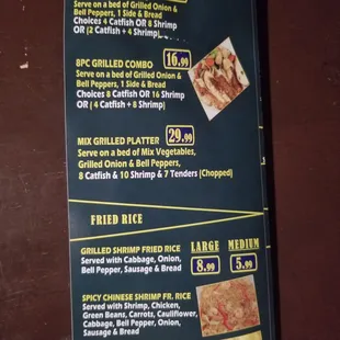 the menu for the restaurant