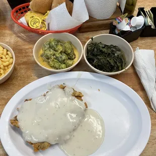 My Monday special fried steak with spinach &amp; Brussels sprouts.