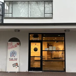 Outside of the shop! Unfortunately our store sign hasn't been completed yet, so you'll have to keep an eye out for this banner for now :(