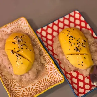 two plates of food on a table