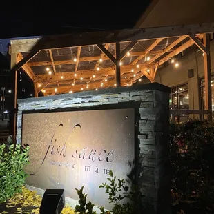 the entrance to the restaurant at night