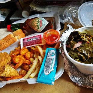 a variety of food items on a table