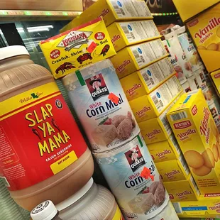 a variety of condiments for sale