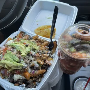 Best shrimp cocktail and carne asada fries I've had in a while!