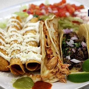 a plate of fish tacos with salsa