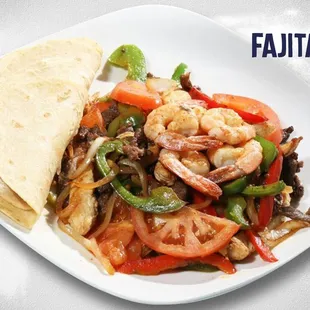 a plate of food with a tortilla