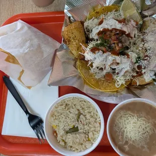 Fish taco plate and potato taco