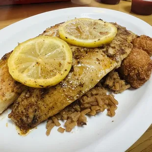 Blackened fish platter. Comes with a side salad.