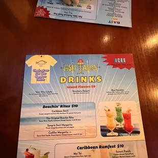the menu for the restaurant