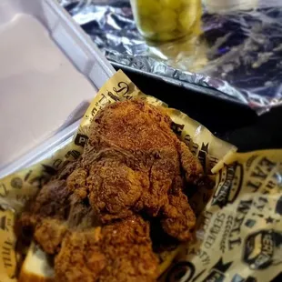 chicken wings and fried chicken, food