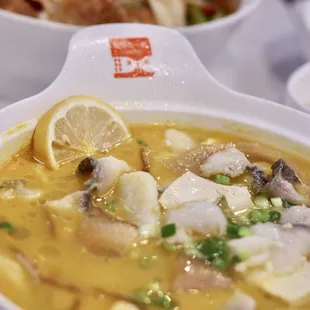 Tangy with snakehead (ask for a side of chili sauce, you won't regret it! By itself is too sour)