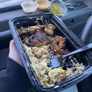 Grilled salmon and Shrimp