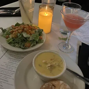 Crawfish Bisque  and Crawfish Caesar Salad